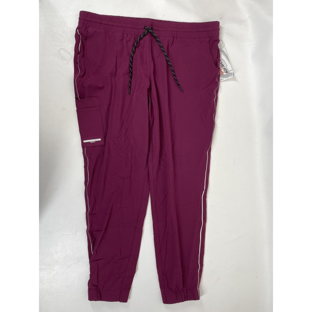 Skechers Barco Scrub 6PKT Reflective Piping Jogger Pants Womens 3XL Wine NWT